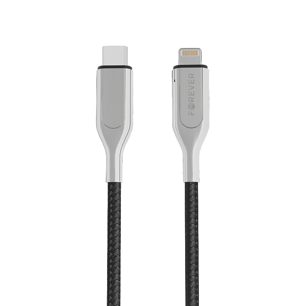Forever Core Ultranopea PD USB Type-C / Lightning 2 4A lataus- ja synkronointikaapeli 1 5m musta