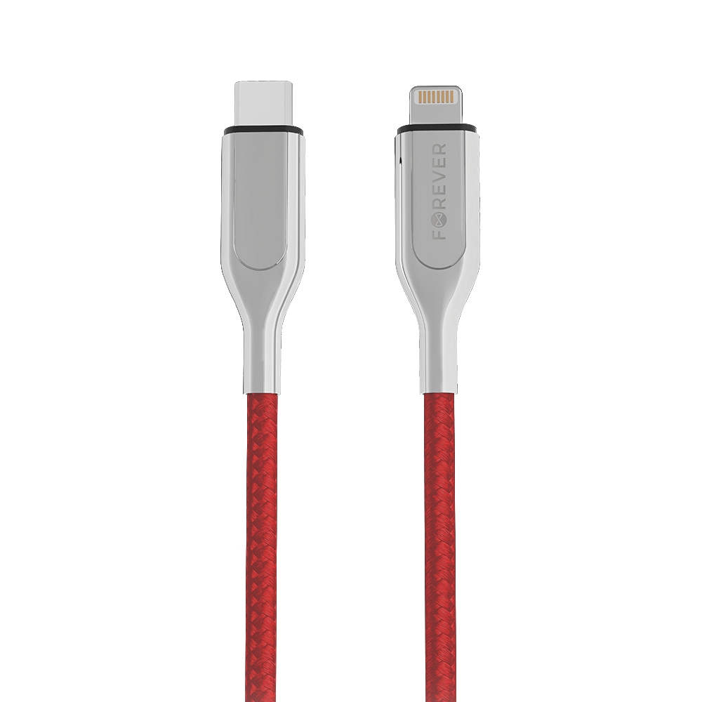 Forever Core Ultranopea USB Type-C / Lightning 2 4A lataus- ja synkronointikaapeli 1 5m punainen